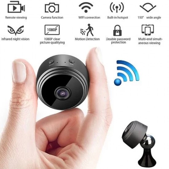 Mini Câmera Espiã Hireless WI-FI Hd 1080 Wifi 150 Graus Imã Bateria